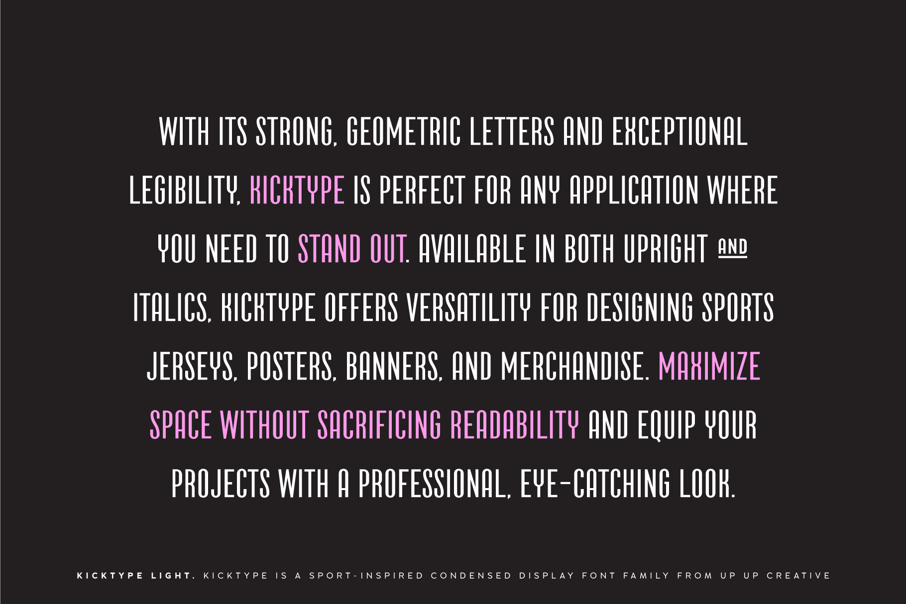 Kicktype, a Sport-Inspired Condensed Sans Serif Font Family - Sans Serif Font - Up Up Creative